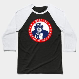 Uncle Sam - MAN the F@ck up - Funny NSFW Baseball T-Shirt